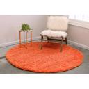 Solid Shag 185cm x 185cm Round Tiger Orange Area Rug