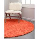 Solid Shag 185cm x 185cm Round Tiger Orange Area Rug