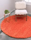 Solid Shag 185cm x 185cm Round Tiger Orange Area Rug