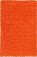 Solid Shag 185cm x 185cm Round Tiger Orange Area Rug
