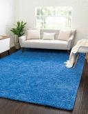 Solid Shag 245cm x 245cm Square Periwinkle Blue Blue Area Rug