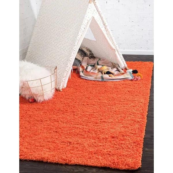 Solid Shag 245cm x 335cm Tiger Orange Area Rug