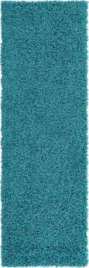 Solid Shag 66cm x 95cm Deep Aqua Blue Blue Accent Rug