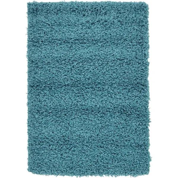 Solid Shag 66cm x 95cm Deep Aqua Blue Blue Accent Rug