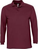SOLS Mens Winter II Long Sleeve Pique Cotton Polo Shirt Burgundy Mens Polo