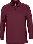 SOLS Mens Winter II Long Sleeve Pique Cotton Polo Shirt Burgundy Mens Polo