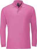 SOLS Mens Winter II Long Sleeve Pique Cotton Polo Shirt Flash Pink Mens Polo
