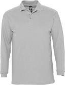 SOLS Mens Winter II Long Sleeve Pique Cotton Polo Shirt Grey Marl Mens Polo