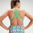 Speedo Allover Digital Starback Swimsuit Green UK 30 Woman