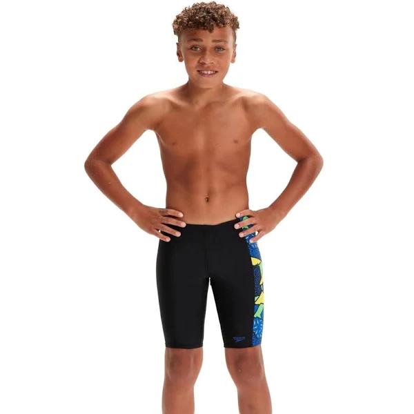 Speedo Boys Allover Panel Jammer - Black/Multi Waist Size 26
