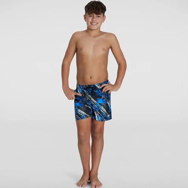 Speedo Boys Printed 13" Watershort Black/Pool/ Chroma Blue / L