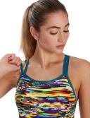 Speedo Digi Interference Allover Starback Swimsuit Multicolor UK 28 Woman