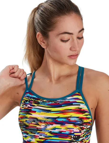 Speedo Digi Interference Allover Starback Swimsuit Multicolor UK 36 Woman