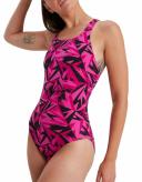 Speedo Hyperboom Allover Medalist Swimsuit Black Pink Women - 32