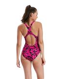 Speedo Hyperboom Allover Medalist Swimsuit Black Pink Women - 32