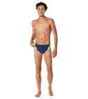 Speedo Men's Eco Splice Brief Swimsuit - Team Navy Bright Green 24 - Swimoutlet.com