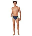 Speedo Men's Eco Splice Brief Swimsuit - Team Navy Bright Green 26 - Swimoutlet.com