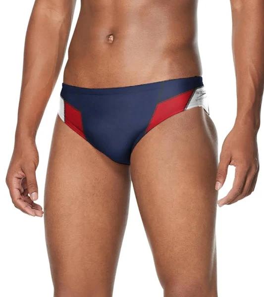 Speedo Men's Edge Splice Brief Swimsuit - Navy/Red - Swimoutlet.com
