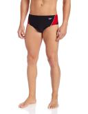Speedo Men's Endurance+ Launch Splice Brief Swimsuit, Black/Red, 32