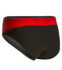 Speedo Men's Endurance+ Launch Splice Brief Swimsuit, Black/Red, 36