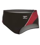 Speedo Men's Endurance+ Launch Splice Brief Swimsuit, Black/Red, 36