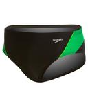 Speedo Men's Endurance+ Launch Splice Brief Swimsuit, Black/Red, 36