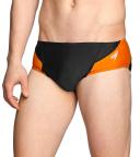 Speedo Men's Powerflex Eco Tone Setter Brief Swimsuit - Black/Orange - Swimoutlet.com