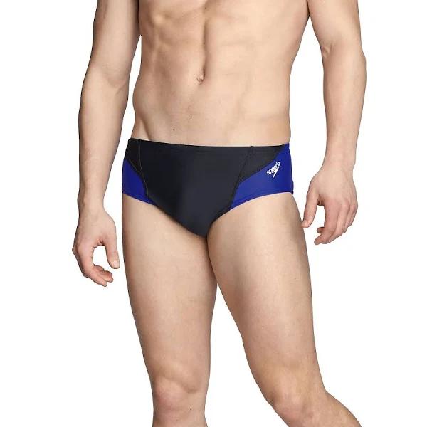 Speedo Men's Powerflex Eco Tone Setter Brief Swimsuit - Blk/Blue - Swimoutlet.com