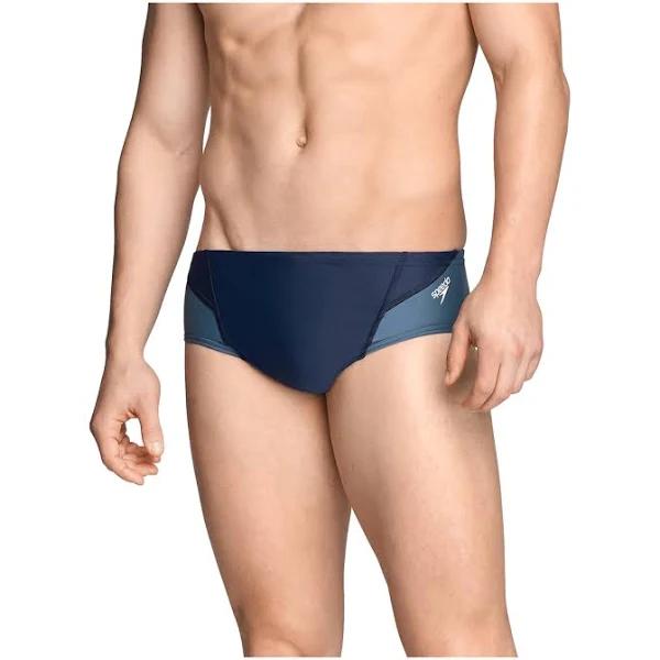 Speedo Men's Powerflex Eco Tone Setter Brief Swimsuit - Navy/Grey - Swimoutlet.com