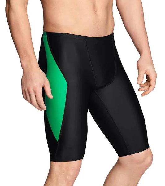 Speedo Men's Powerflex Eco Tone Setter Jammer Swimsuit - Black/Green - Swimoutlet.com