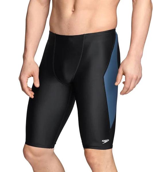 Speedo Men's Powerflex Eco Tone Setter Jammer Swimsuit - Black/Grey - Swimoutlet.com