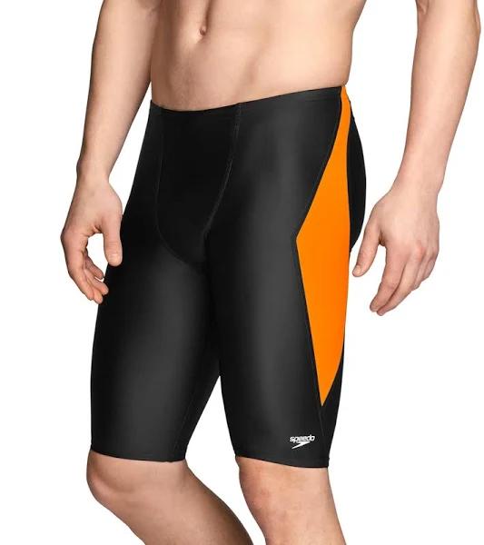 Speedo Men's Powerflex Eco Tone Setter Jammer Swimsuit - Black/Orange - Swimoutlet.com