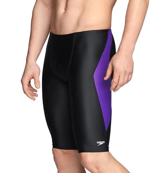 Speedo Men's Powerflex Eco Tone Setter Jammer Swimsuit - Black/Purple - Swimoutlet.com