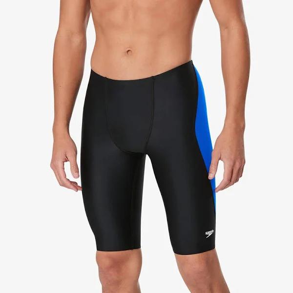 Speedo Men's Powerflex Eco Tone Setter Jammer Swimsuit - Blk/Blue - Swimoutlet.com