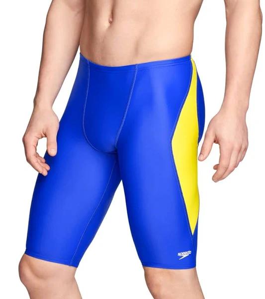 Speedo Men's Powerflex Eco Tone Setter Jammer Swimsuit - Sapphire/Gold - Swimoutlet.com