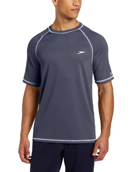 Speedo Men's UPF 50+ Easy Short Sleeve Rashguard Swim Tee, White, X-Large | Water Sports