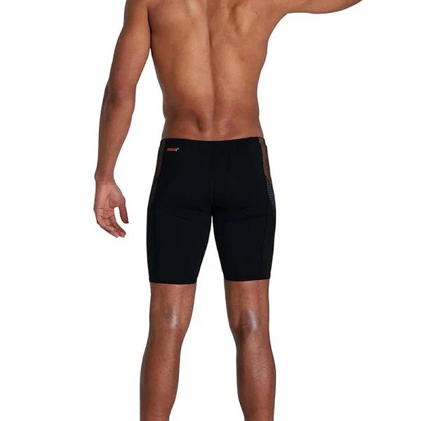 Speedo Mens Tech Panel Jammer Black/Papaya Punch/USA Charcoal 36