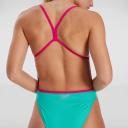 Speedo Solid Vback Swimsuit Green UK 30 Woman
