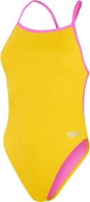 Speedo Solid Vback Swimsuit Yellow UK 30 Woman