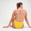 Speedo Solid Vback Swimsuit Yellow UK 30 Woman