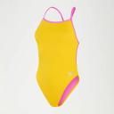 Speedo Solid Vback Swimsuit Yellow UK 30 Woman