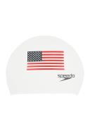 Speedo Unisex Swim Cap Latex, Flag White