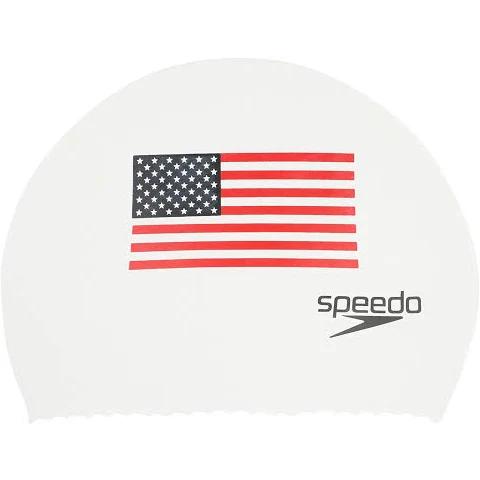 Speedo Unisex Swim Cap Latex, Flag White