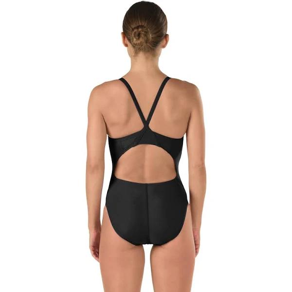 Speedo Women's Swimwear Black Size 10 Race Splice Flyback One Piece