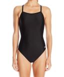 Speedo Women's Swimwear Black Size 30 One-piece Open-Back Solid Logo