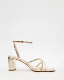 SPURR - Women's Gold Open Toe Heels - Jesse Block Heels - Size 7 at The Iconic