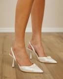 SPURR - Women's White Stilettos - Lois Wide Fit Satin Heels - Size 9 at The Iconic