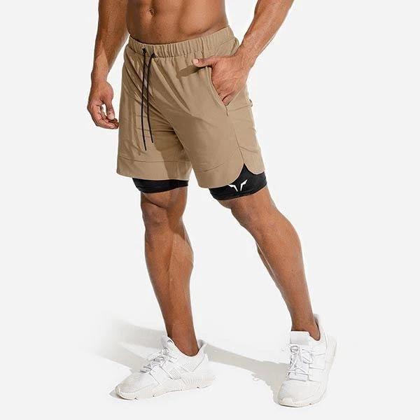 SQUATWOLF - Limitless 2-in-1 Shorts - Taupe - Extra Large - Gym Shorts - Men's Workout Clothes