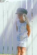 SS Patterned Ribbed Tank Dress- Girls 2-3Y / Ocean Blue