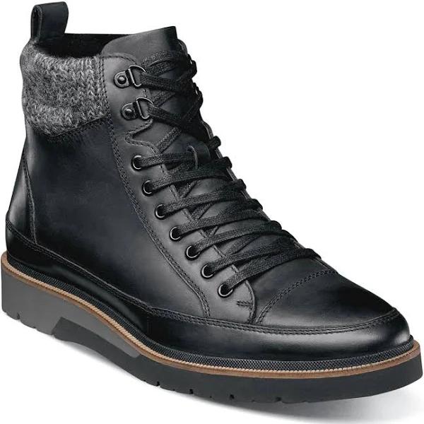 Stacy Adams Black Waxy Envoy Moc Toe Lace Up Boots